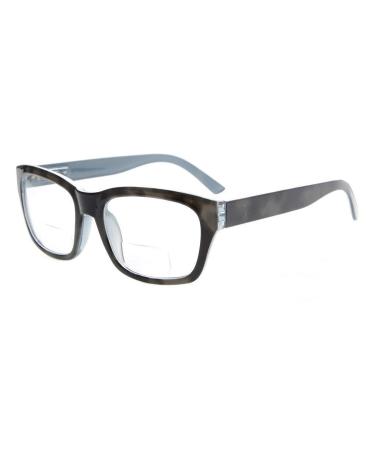 Eyekepper Polycarbonate Large Lens Nearly Invisible Line Bifocal Glasses Readers Men +2.50 Gray