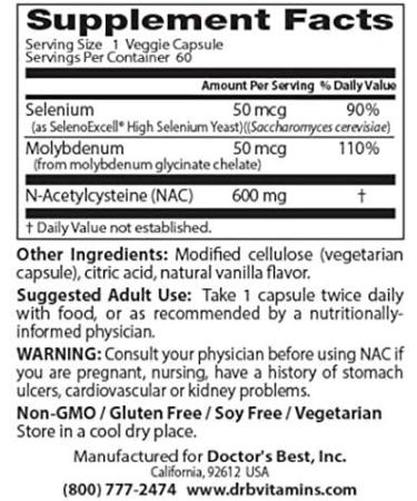 Doctor's Best NAC Detox Regulators - 60 CT | Powerful Antioxidant Formula - Buy Online on GoSupps.com