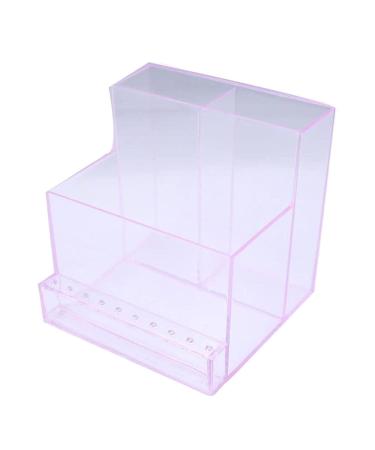 10 Holes Storage Box Display for Nail Drill Bit Files Acrylic Clear Holder Electric Machine Manicure Accessory - Transparent pink