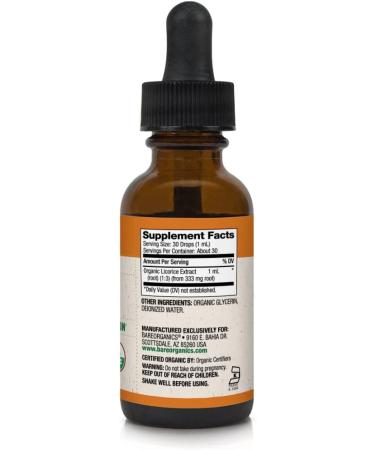 BareOrganics Licorice Root Liquid Drops - 1 Ounce Herbal Supplement - Buy Online on GoSupps.com