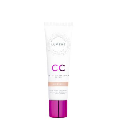 Lumene Color Correcting CC Cream - Medium Coverage Lightweight Foundation - Redness Reducing CC Cream Foundation for Even Skin Tone + Naturally Glowing Skin - Medium (1 fl oz)