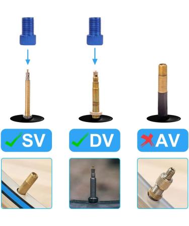 Flintronic Brass Bicycle Valve Adapter - 3 Piece Set with Sealing Ring Auto-Style Blue - International Shipping Available - Buy Online on GoSupps.com