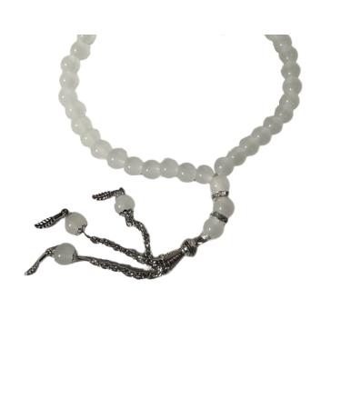 Oralgo's handmade prayer pearl traditional tasbih for Muslims 99 rosary bracelet Islamic Muslims religion oath gift jewelry white