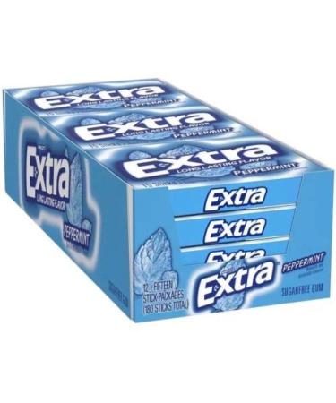 Extra Gomme la menthe poivr e paquets minces de 15 b tonnets (lot de 12) 15 unit (Lot de 12)