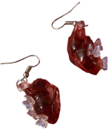 Feylie Heart Dangling Earrings | Gothic Punk Asymmetrical Ear Cuffs | Unique Heart Pendant Earrings for Halloween Party - Buy Online on GoSupps.com