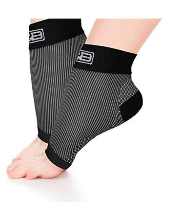 Go2Socks Plantar Fasciitis Socks | Best Ankle Compression Brace 22-25 mmHg | Arch Support Joint Heel Pain Relief | Foot Sleeves for Women and Men Reduce Swelling | Relieve Achilles Tendonitis (Black  S) Black Small