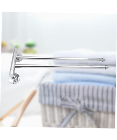Alipis Stainless Steel Pendant Double Bath Towel Holder Tower Holder Arm Swing No Punching to Rotate Silver Medium - Buy Online on GoSupps.com