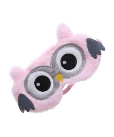 Sleeping Eye Cover Eye Blindfold Plush Owl Animal Sleep Eye Shade for Girls Women Adult Travel Eyeshade Cute Pink