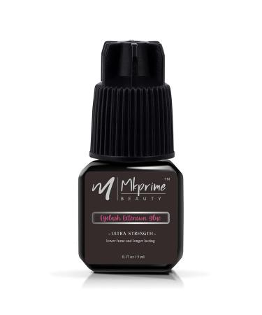 Professional Eyelash Extension Glue MKPrime Beauty (0.17fl.oz/5ml)/ 1-2 sec Fast Drying Time/8 Weeks/Extra Strong Lash Glue/Black Eyelash Glue for Professional Use/Lower Fume/Professional Lash