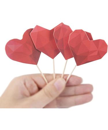 Personalised Cake Toppers Cake Decorations 12pcs Red Cake Toppers 3D Heart Cupcake Decorations for Valentine's Day Party Cake Decor Supplies Love Gifts - Buy Online on GoSupps.com