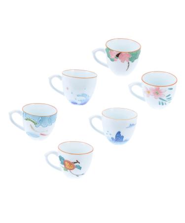Alipis 6pcs Cup Chinese Porcelain Coffee Mug Dipping Plate Hand-Painted Ceramic Tea Ware Household Mug As Shown 8X6X5CM