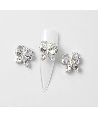 KACHIMOO 3D Butterfly Nail Charms - Set of 10 Silver Alloy Rhinestones for Nail Art Design - Buy Online on GoSupps.com