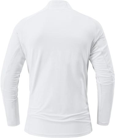 BGOWATU Men's UPF 50 Quarter Zip Polo Shirt - White, Large | Quick Dry Golf Shirt - Buy Online on GoSupps.com