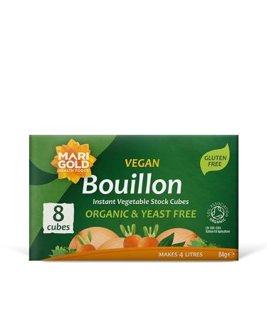 Marigold Health Foods Organic Vegan Bouillon Stock Cubes - Yeast Gluten & Palm Oil Free - 8 Cubes (Pack of 3)