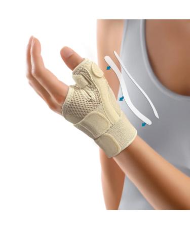 INSTINNCT Wrist Thumb Support Brace for Men & Women Fully Adjustable Thumb Brace with Thumb Flexible Support for Thumb & Hand Discomfort Fatigue Fits Both Right Hand and Left Hand Beige(Single) One Size