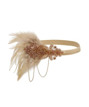 FRCOLOR 1920s Flapper Headpiece 1920s Flapper Headband Rhinestone Hair Band Headpiece Head Accessories Party Headband Champagne