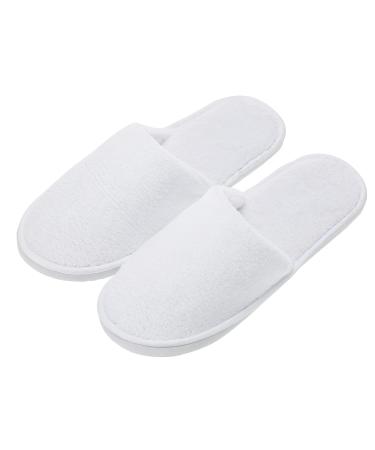 AhFulife 5 pairs of hotels lipers white closed terry slipper spa house shoes swimming lip disposable slippers for women and men guest shoes set unisex 39/41 EU white