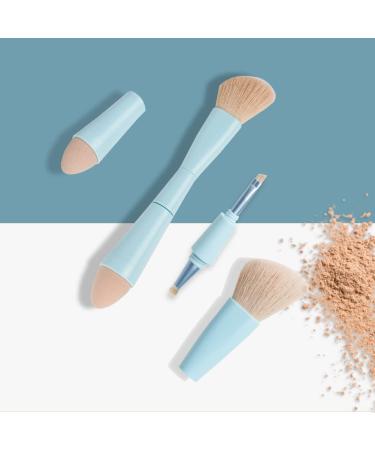 Portable 4-in-1 Aoowu Makeup Brush Set - Double-Sided Cosmetic Brushes for Concealer Eyeshadow Rouge & Foundation - Blue - Buy Online on GoSupps.com