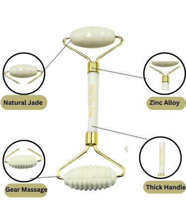 Natural Jade Roller & Gua Sha Set - Skin Care Tools for Face Eyes & Neck | Relax Muscles & Reduce Fine Lines - Buy Online on GoSupps.com