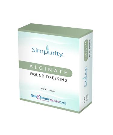 Simpurity Calcium Alginate Wound Dressing 4" x 4" 10 Count (Pack of 1)