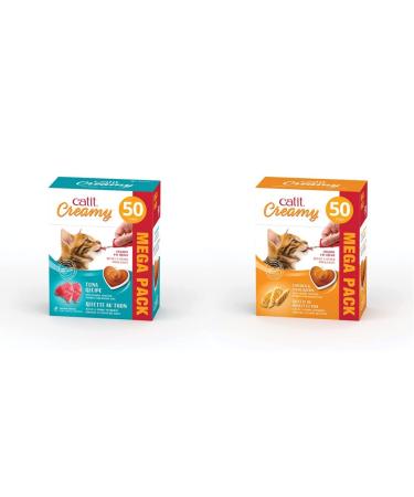 Catit Creamy Tuna | Creamy Chicken & Liver Lickable Cat Treat - 100 Tubes Mega Pack Cat Treat + Cat Treat Liver