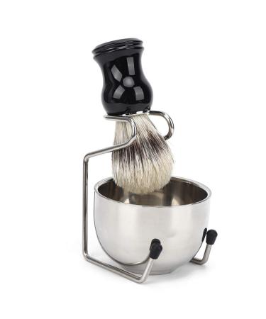 Shaving tool set brush with stainless steel bowl holder for men's daily shave