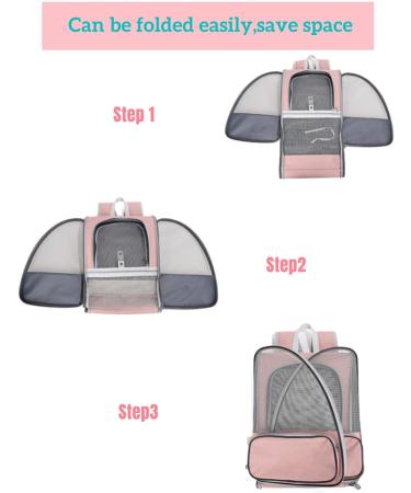 Tecageaon Pet Backpack Carrier for Small Cats Dogs Rabbit Ventilated Design Safety Straps Buckle Support Collapsible Designed for Travel Hiking Walking & Outdoor Use (Pink) - Buy Online on GoSupps.com