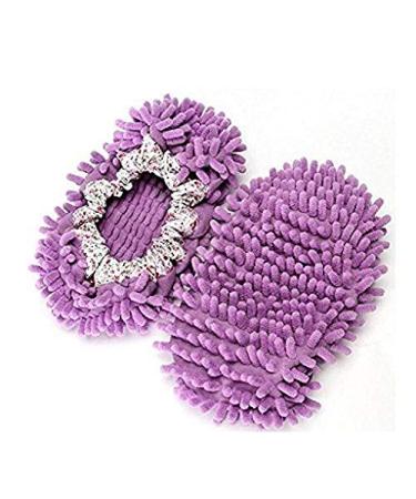 AKORD Cute Dust Mop Slippers Shoes Floor Cleaner Clean Easy Bathroom Office Kitchen Microfibre Purple 24 x 12 x 5 cm