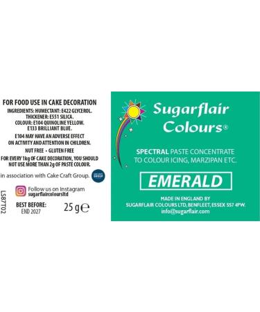 Sugarflair Emerald Spectral Food Colouring Paste 25g - Highly Concentrated for Sugar Pastes, Buttercream, Royal Icing & Cake Mix - Vibrant Dye - Buy Online on GoSupps.com