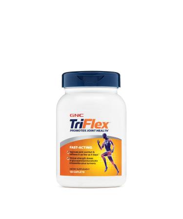 GNC TriFlex Fast-Acting | Improves Joint Comfort and Stiffness, Clinical Strength Doses of Glucosamine/Chondroitin and Boswellia- Plus Turmeric | 120 Caplets 120 Count (Pack of 1)