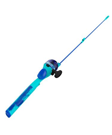 Zebco Splash Kids Spincast Reel and Fishing Rod Combo 29 Durable Floating Fiberglass Rod with Tangle-Free Design Oversized Reel Handle Knob Pre-Spooled with 6-Pound Zebco Fishing Line Blue