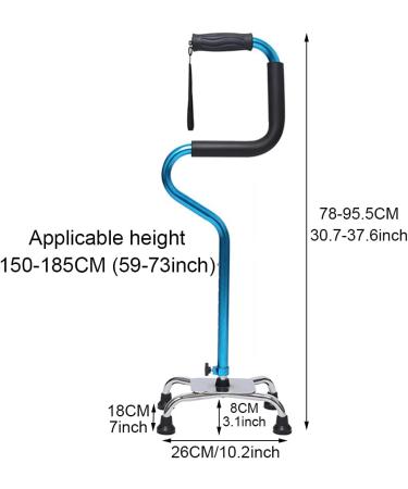Height Adjustable Adults Crutch Four-Legged Walking Stick Aluminum Alloy Cane Telescane Elderly Mobility Aids/Blue Lucky Star - Buy Online on GoSupps.com