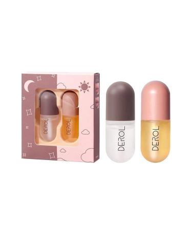 2 Pcs Natural Lip Plumper Gloss Lip Plumper pro Lips Enhancer- Day & Night Moisturizing Repair Lip Gloss Set Clear Lip Glosses Makes your Lips Fuller - Buy Online on GoSupps.com