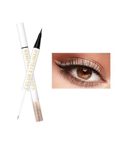 UOCK Double Ended Eyeliner Set - Black & Metallic Liquid Eyeliner Glitter Eyeliner Liquid Sparkling Eyeshadow Waterproof Glowing Eye Makeup Set (02Champagne Gold)