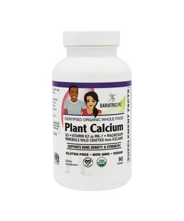BariatricPal Calcium 1,000 mg Tablets with Magnesium, D3, and K2 - Certified Organic Whole Food & Certified Vegan! (90 Tablets)