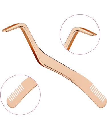 2pcs Stainless Steel Lash Tweezers Set - Upgraded 2 in 1 Extension Tweezers with Comb for Volume Isolation and Application - Rose Gold & Gold - Buy Online on GoSupps.com