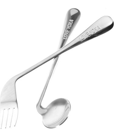 Shop Lurrose Left-Handed Curved Cutlery - Adaptive Stainless Steel Angled Spoons (2 Pcs 17x4.5cm) for Effortless Dining - Buy Online on GoSupps.com