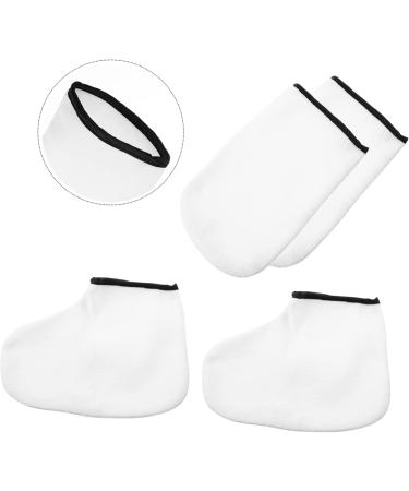 minkissy 2 Pairs Hand and Foot Mask Foot Calluses Remover Wax Tools Wax Liner for Hands Paraffin Wax Bath Gloves Paraffin Wax for Hands Thickened Gloves White Knitted Fabric Boots Manicure - Buy Online on GoSupps.com