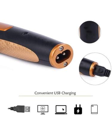4 in 1 USB Rechargeable Nose and Ear Hair Trimmer - Waterproof Easy Clean Stainless Steel Blades - Perfect for Men & Women (Black/Orange - Buy Online on GoSupps.com