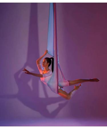 Prior Fitness 5M Aerial Yoga Hammock Set | Premium Nylon Silk Fabric | Yoga Strap & Carabiner | Bodybuilding Workout | Indoor Outdoor Rainbow - Buy Online on GoSupps.com