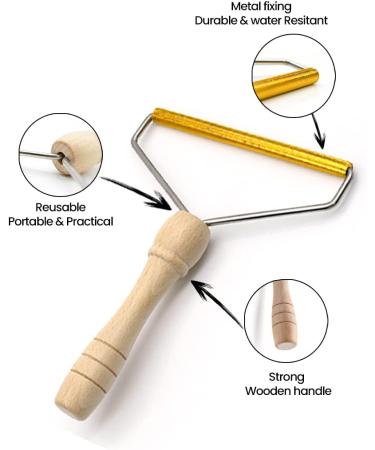 Amazeclick Pack of 1 Pet Hair Remover Wooden Dog Hair Remover Roller Resuable Lint Remover For Cats & Dogs Portable Fabric Shaver for Clothes Carpet & Rugs - Buy Online on GoSupps.com