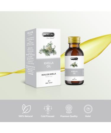 HEMANI Khella Oil 30ml Ammi Visnaga Zayt al-Khilla - 100% Pure & Natural Plant-Based Oil for Skin & Hair Care | Nourishes Moisturizes & Protects | Hydrates & Conditions | Natural Health & Glow. - Buy Online on GoSupps.com