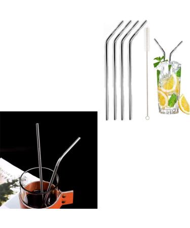 10PCS Metal Straw Stainless Steel Straws 0.2 * 8.4Inch Straws Drinking Reusable Smoothie Straws Reusable with 7.9Inch Cleaning Brush(4 Straight 4 Bent 2 Brush) - Buy Online on GoSupps.com