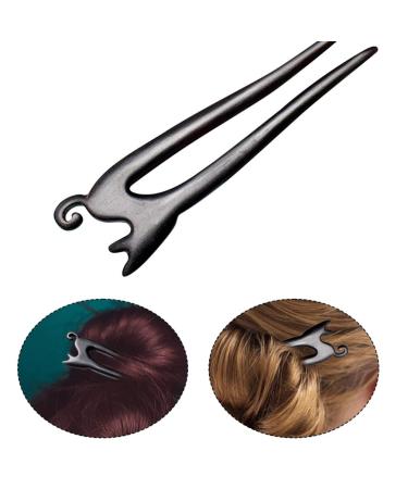 Lurrose Wooden Cat Hair Stick U Shaped for Women - Hair Styling Tool for Japanese Chinese Hanfu Chignon, Black French Hair Pin - Buy Online on GoSupps.com