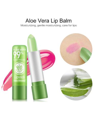 4 Pieces Aloe Vera Jelly Lip Balm Set - Magic Color Change Lipstick & Moisturizing Long-Lasting Lip Gloss - Buy Online on GoSupps.com