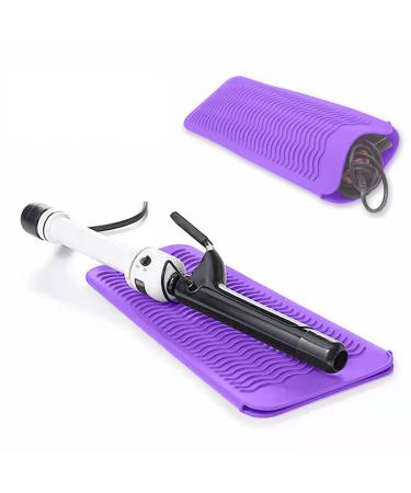 Heat Resistant Silicone Mat Pouch for Hair Straightener Flat Iron Curling Iron Hot Hair Tools for Home and Travel Purple