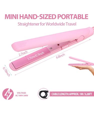 Small Curling Iron for Short Hair | 2 in 1 Mini Hair Straightener & Curler | Tourmaline Ceramic | Pink - Buy Online on GoSupps.com
