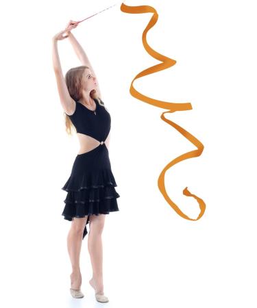 SAVITA 2PCS Dance Ribbons | 78.7 Inch Gymnastics Ribbon Streamers with Wand | Orange Khaki Twirling Ribbons for Dancers - Buy Online on GoSupps.com
