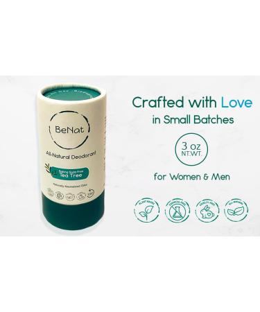 BeNat. 2-Pack. No-Baking Soda. All-Natural Deodorant. Zero-Waste. Tea Tree. Made with Fewer all-Natural Ingredients. Free of Aluminum Toxins and Harmful Chemicals. Cruelty-free and Earth-Friendly. 2-Pack. No Baking Soda - Buy Online on GoSupps.com