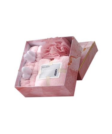 Angoily 1 Set Three Piece Bath Set Skin-Friendly Spa Hair Body Scrubber Puff Exfoliating Body Face Washing Hairband Shower Birthday Present Coral Fleece Finished Product Pink